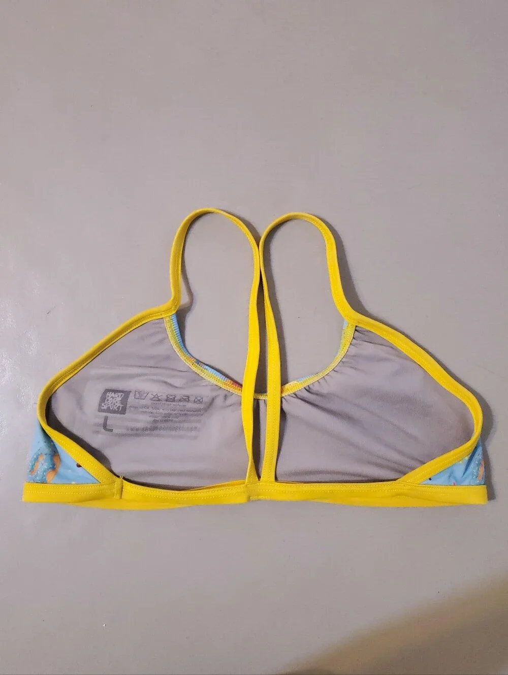 Hardcore Sports Women's Blue Donuts T-back Swim‎ Bra Top Large